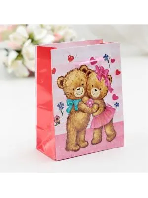 Пакет ламинированный "Плюшевая парочка" 12х15х5 см 3821310