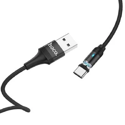 Кабель для зарядки Type-C USB HOCO U76 3A 1,2м магнитный в тканевой оплетке черный