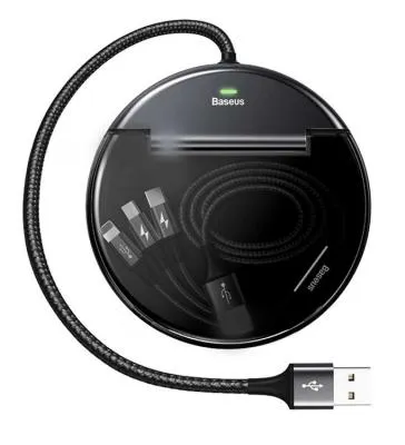 Автомобильное зарядное устройство Baseus Car Sharing Charging Station 3USB 3A + кабель 3 в 1 черное CAHUB-FX01