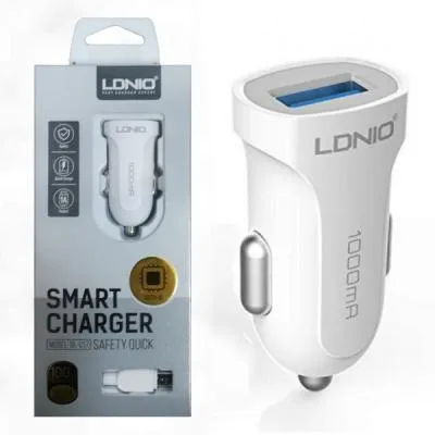 Автомобильное зарядное устройство LDNIO DL-C17 1USB 1A белый + кабель Type-C USB