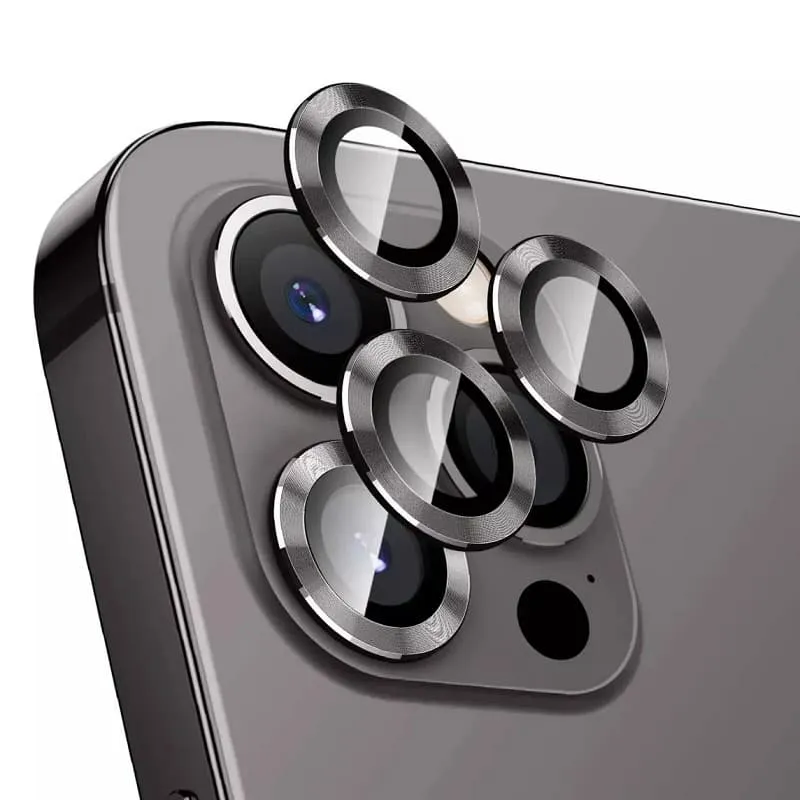 фото Защитные стекла на линзы для камеры iphone 12 (6.1) Lanxiu с черной металлической окантовкой