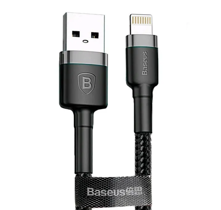 Кабель для зарядки iphone Lightning Baseus Cafule CALKLF-CG1 1.5A 2м черно-серый Кабель для зарядки iphone Lightning Baseus Cafule CALKLF-CG1 1.5A 2м черно-серый