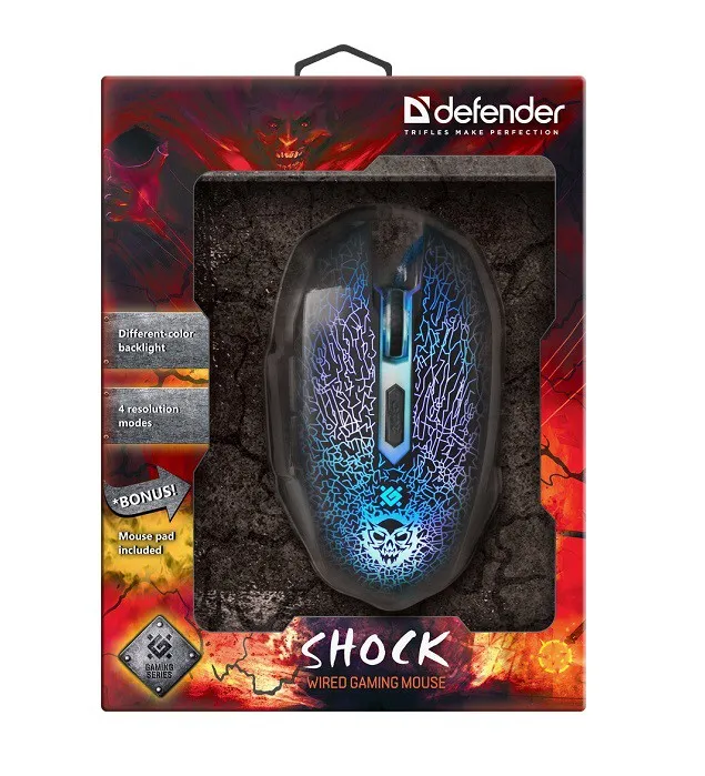 Мышь проводная игровая DEFENDER Shock GM-110L 6 кнопок, 800-3200dpi Мышь проводная игровая DEFENDER Shock GM-110L 6 кнопок, 800-3200dpi