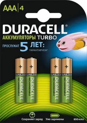 Батарейка аккумуляторная Duracell HR03-4BL 850mAh/900mAh никель-металлгидридный предзаряженные Батарейка аккумуляторная Duracell HR03-4BL 850mAh/900mAh никель-металлгидридный предзаряженные