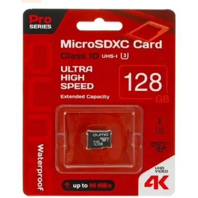 Карта памяти QUMO MicroSDXC Class 10 90/70Mb/s UHS-I U3 Pro seria 3.0 128Gb без адаптера Карта памяти QUMO MicroSDXC Class 10 90/70Mb/s UHS-I U3 Pro seria 3.0 128Gb без адаптера