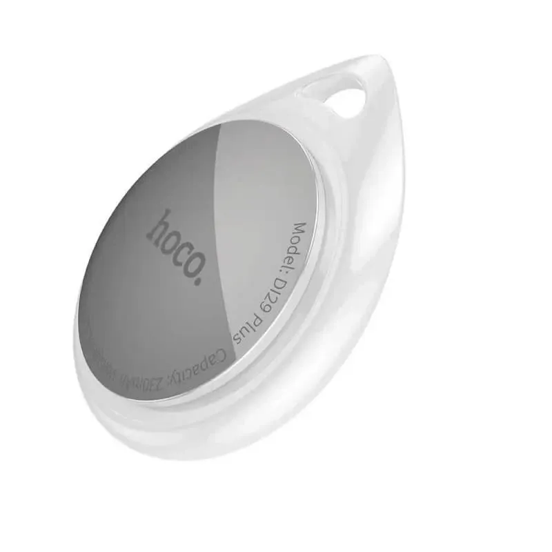 фото Беспроводная метка GPS-трекер маячок брелок AirTag Hoco DI29 Plus для автомобиля, ключей, животных, одежды белый