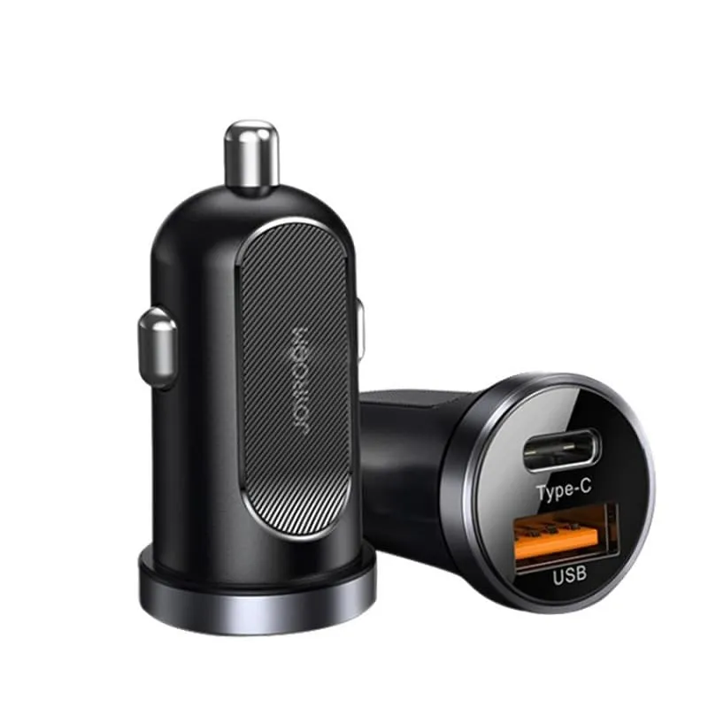 Изображение Автомобильное зарядное устройство Joyroom C-A08 PD 30W+QC3.0 / Type-C USB-C+USB черное фото Автомобильное зарядное устройство Joyroom C-A08 PD 30W+QC3.0 / Type-C USB-C+USB черное