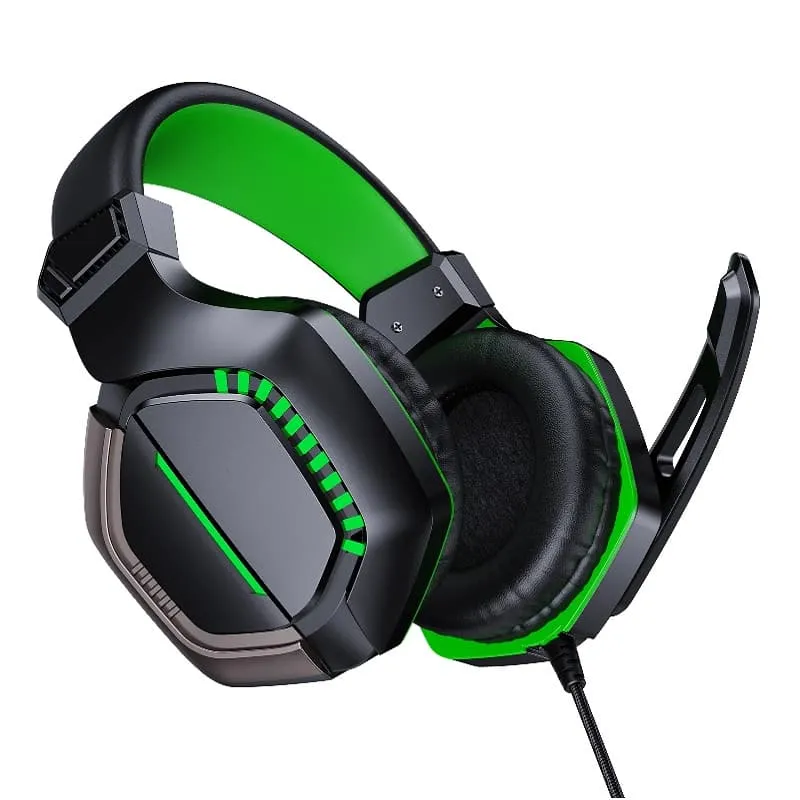 Изображение Наушники проводные накладные игровые Joyroom JR-HG1 Gaming черные с зеленым фото Наушники проводные накладные игровые Joyroom JR-HG1 Gaming черные с зеленым