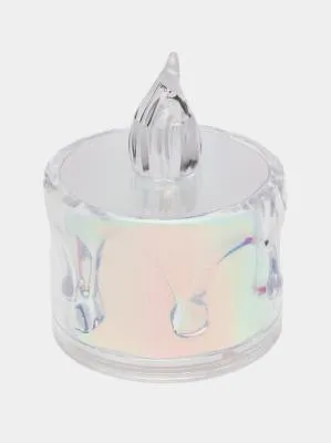 Свеча светодиодная декоративная с подтеками 3.5х5см пластик хамелион LZ07 (от батареек 3хLR1130)