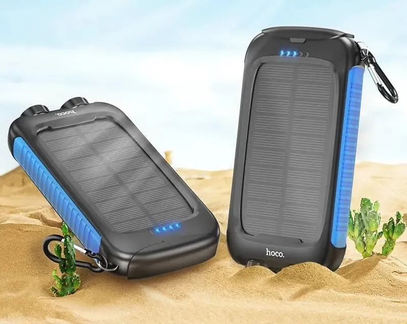 Изображение Внешний аккумулятор повербанк Power bank HOCO DB51 8000mAh с солнечной панелью и фонариком черный фото Внешний аккумулятор повербанк Power bank HOCO DB51 8000mAh с солнечной панелью и фонариком черный