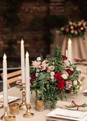 Свечи светодиодные конические мерцающие набор 2шт 27.5см пластик LZ786 (от батареек 2хААА)