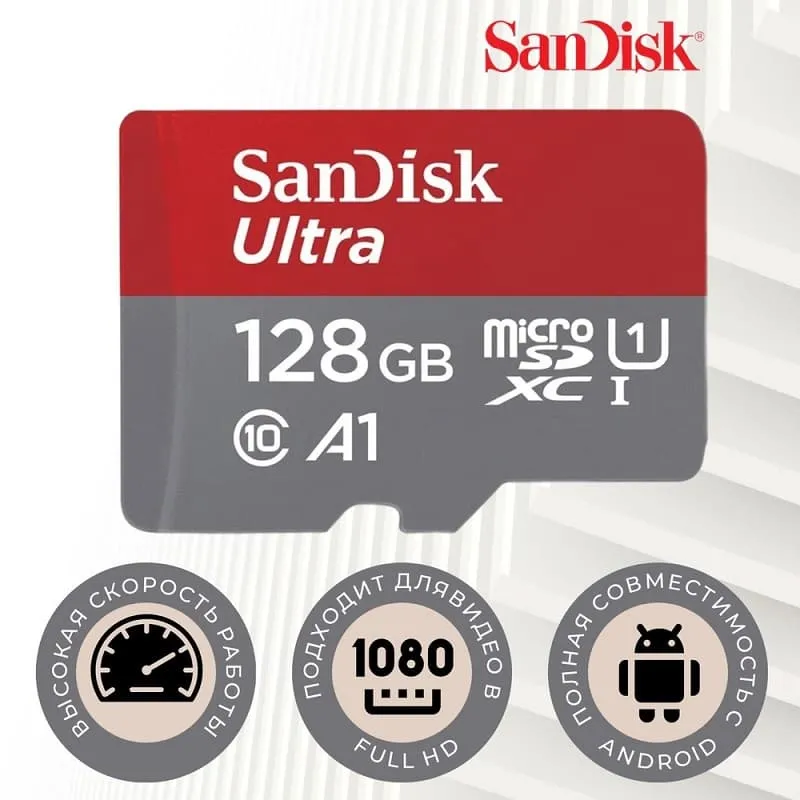 Изображение Карта памяти Sandisk Ultra MicroSDXC UHS-I Class 10 140MB/s 128Gb 