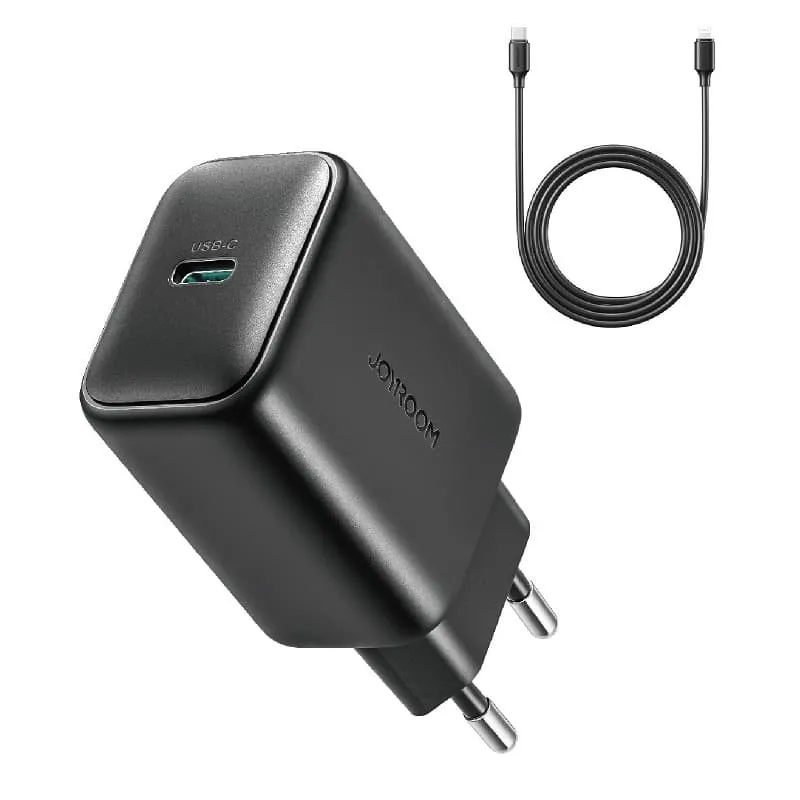Изображение Сетевое зарядное устройство + кабель Type-C to Type-C Joyroom JR-TCF23EU PD25W Type-C USB-C черный фото Сетевое зарядное устройство + кабель Type-C to Type-C Joyroom JR-TCF23EU PD25W Type-C USB-C черный