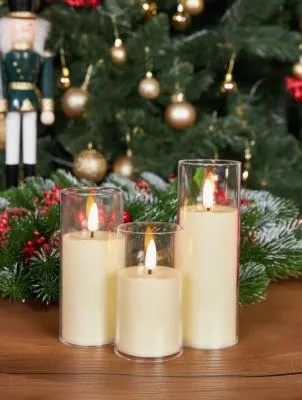 Свеча светодиодная мерцающая декоративная в стакане 5х12.5см пластик LZ28 (от батареек 3хLR44)