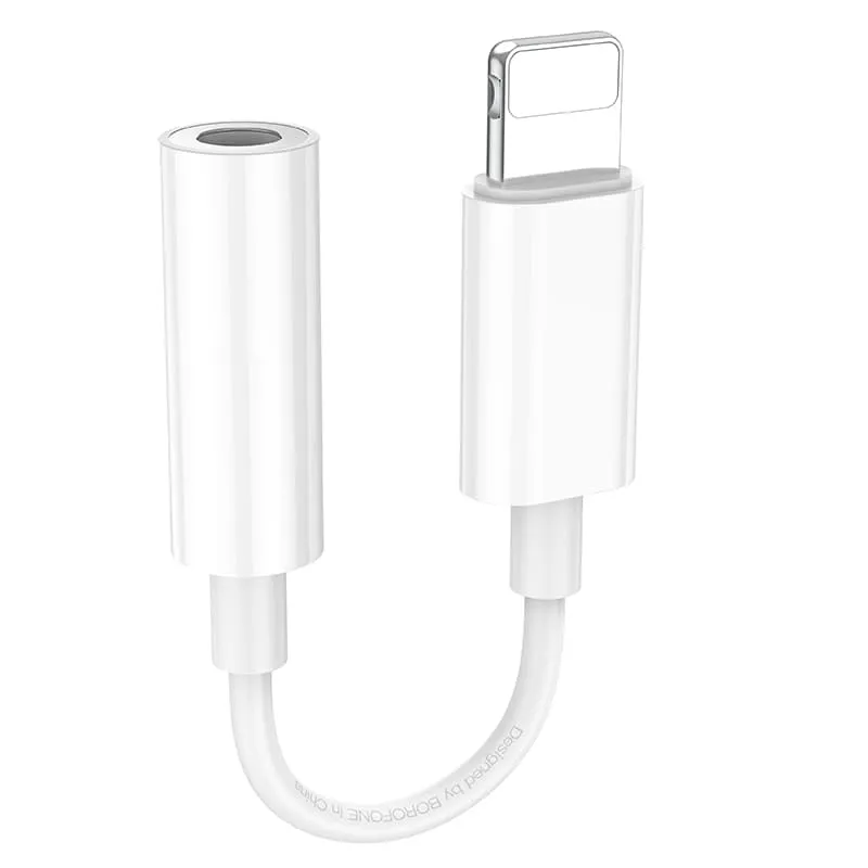 Аудио адаптер переходник для наушников iphone с Lightning на Jack 3.5 Borofone BV21 белый Аудио адаптер переходник для наушников iphone с Lightning на Jack 3.5 Borofone BV21 белый