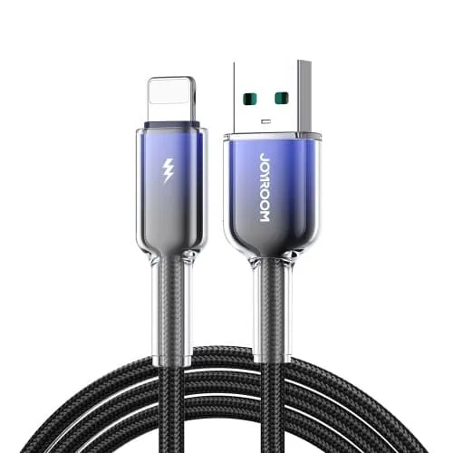 Кабель для зарядки iphone Lightning Joyroom S-A42 1.2м 3A в оплетке градиент черно-синий Кабель для зарядки iphone Lightning Joyroom S-A42 1.2м 3A в оплетке градиент черно-синий