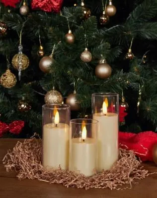 Свеча светодиодная мерцающая декоративная в стакане 5х15см пластик LZ29 (от батареек 3хLR44)