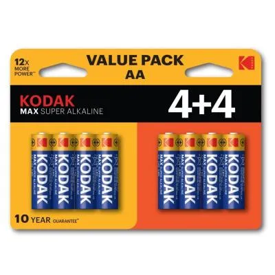 Батарейка Kodak алкалиновая LR6 4+4BL Max Super Alkaline Батарейка Kodak алкалиновая LR6 4+4BL Max Super Alkaline