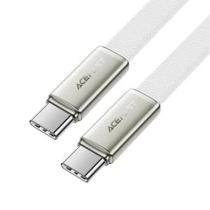 Кабель для зарядки Type-C to Type-C Acefast C24-03 60W 1.2м в тканевой оплетке плоский белый