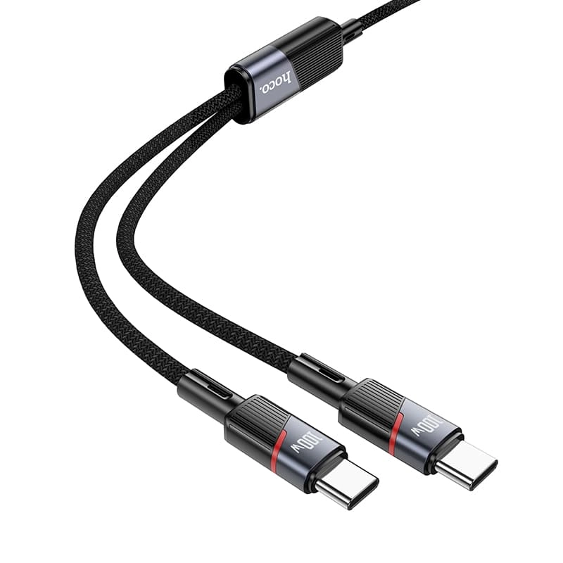 Кабель для зарядки 2 в 1 Type-C to Type-C 100W/Type-C to Type-C PD 100W HOCO U139 1.2м черный