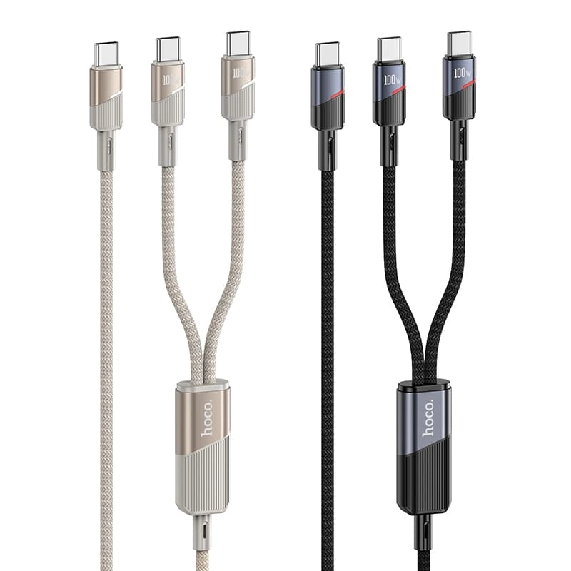 Кабель для зарядки 2 в 1 Type-C to Type-C 100W/Type-C to Type-C PD 100W HOCO U139 1.2м черный