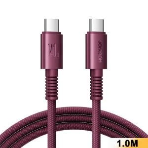 Кабель для зарядки Type-C to Type-C Joyroom AC40 1м PD 140W в оплетке бордовый