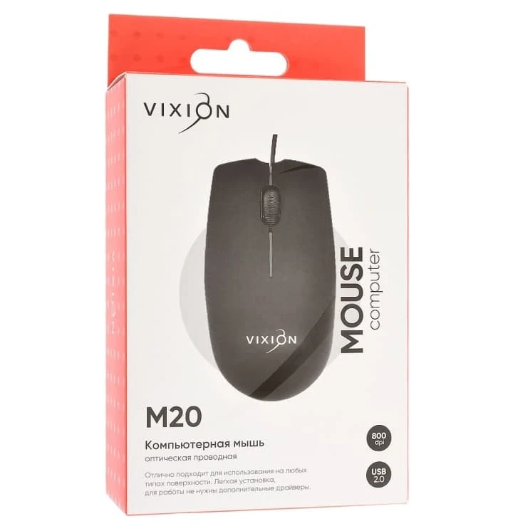 Мышь проводная VIXION M20 черная 800dpi