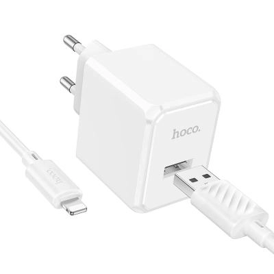 Сетевое зарядное устройство + кабель для iphone Lightning HOCO CS11A 2.1A 1м белый