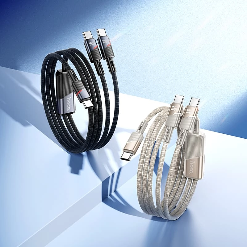 Кабель для зарядки 2 в 1 Type-C to Type-C 100W/Type-C to Type-C PD 100W HOCO U139 1.2м черный