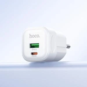 Сетевое зарядное устройство Адаптер Блок питания HOCO C167A PD 30W+QC3.0 18W GaN/ Type-C USB-C+USB белое