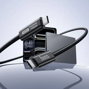 Кабель для зарядки Type-C to Type-C HOCO US15 48V/5A 240W USB4 3в1 2м зарядка/передача данных/HD-видео в оплетке черный