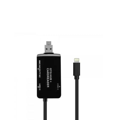 Картридер OT-2539 для iP Lightning на Micro USB/SD/TF/USB черный 