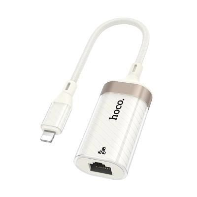 Адаптер переходник сетевая карта с Lightning на RJ45 Ethernet интернет 100Mbit Hoco UA41A абрикосовый