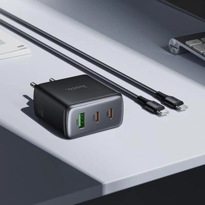 Сетевое зарядное устройство + кабель Type-C to Type-C HOCO C160A 2PD 65W+QC3.0 черный
