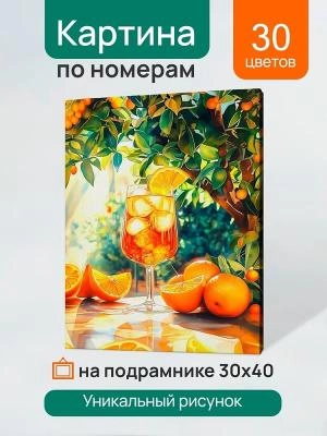 Набор для творчества картина по номерам Летний натюрморт с апельсинами 30х40 30 цветов подрамник деревянный Рыжий кот