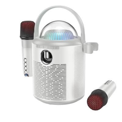 Колонка блютуз с микрофонами караоке HOCO BS59 Pearlescent холодный серый 1800mAh
