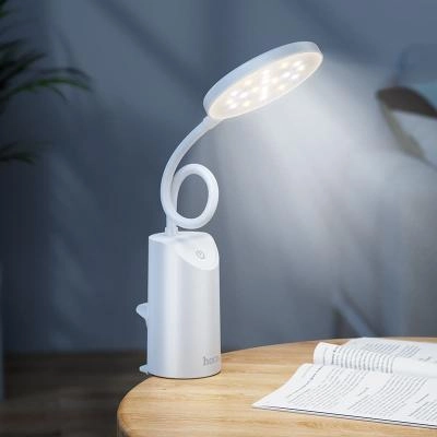 Лампа настольная Светильник на прищепке Hoco HX10 3 уровня яркости 1200mAh белый