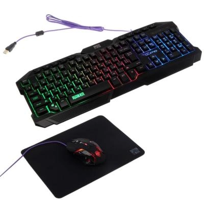Набор проводной игровой Qumo Mystic K58/M76 клавиатура 104+10 клавиш+мышь+коврик, подсветка