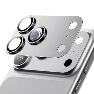 Защитное стекло на камеру для iphone 18 Pro 6.3 с металлической пластиной серебро