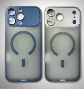 Чехол накладка для iphone 16 Pro (6.3) SULADA Mag силикон+пластик притемненный матовый с металлической защитой камеры с магнитом серый