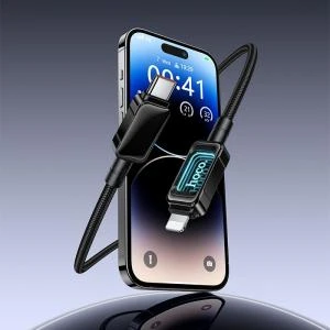 Кабель для зарядки iP Lightning to Type-C HOCO U157 PD 30W 1.2м в оплетке черный