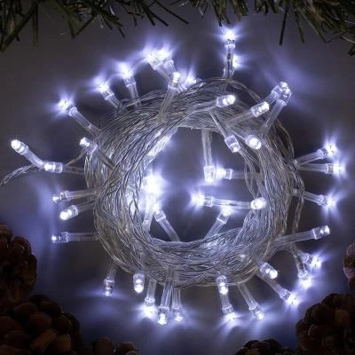 Гирлянда светодиодная 5 м провод прозрачный LED-50 220V свечение белое 8 режимов (3556756)