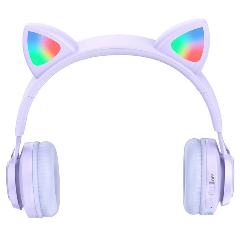 фото Наушники беспроводные накладные HOCO W39 Cat ear kids с ушками фиолетовые