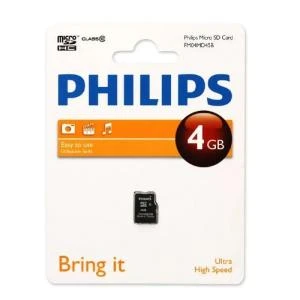 Карта памяти Philips Micro SDHC Class 10 без адаптера 4Gb FM04MD45B