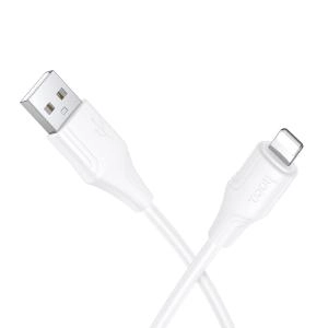Кабель для зарядки iphone Lightning HOCO X124 2.4A 1м огнестойкий силиконовый белый