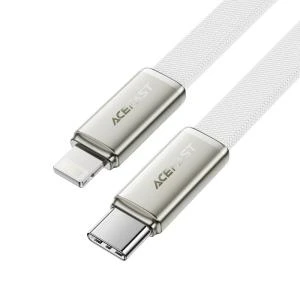 Кабель для зарядки iP Lightning to Type-C Acefast C24-01 30W 1.2м в тканевой оплетке плоский белый