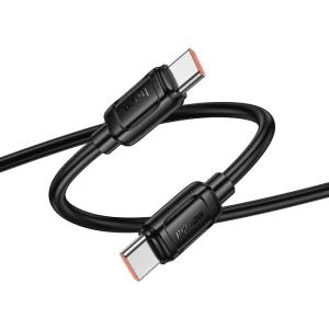Кабель для зарядки Type-C to Type-C HOCO X115 240W 5A 1м силиконовый черный