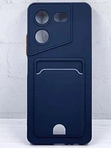 Чехол накладка для Tecno Spark Go 3 с картхолдером силикон черная