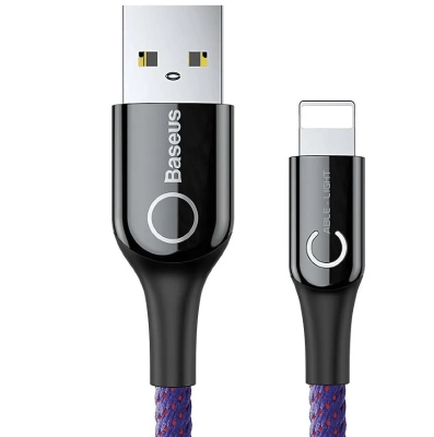 Кабель для зарядки iphone Lightning Baseus C-shaped Light Intelligent Power-off CALCD-05 2.4A 1м фиолетовый