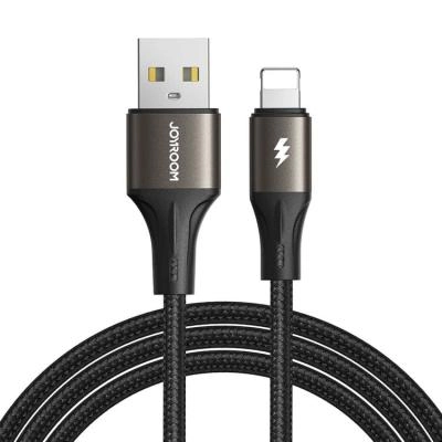 Кабель для зарядки iphone Lightning Joyroom S-A25 3A 1.2м в оплетке черный
